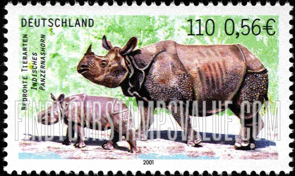 FindYourStampsValue: Endangered Species: Indian rhinoceros
