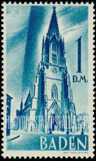 FindYourStampsValue: BADEN - Cathedral of Freiburg