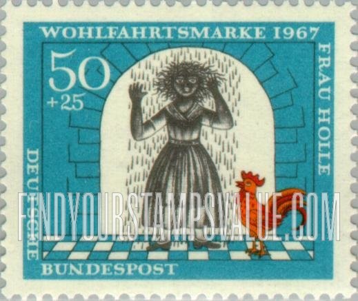 FindYourStampsValue: SEMI-POSTAL - Various Scenes from Frau Holle: Fairy Tale Type of 1965