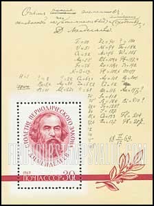 FindYourStampsValue: Russia: USSR, Centenary of the Periodic Law (Classification of Elements) - D.I.Mendeleev