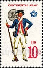 FindYourStampsValue: MILITARY UNIFORMS - Soldier with Flintlock musket