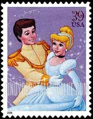 FindYourStampsValue: DISNEY CHARACTERS - Cinderella and Prince Charming, Self-Adhesive stamp