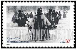 FindYourStampsValue: KOREAN WAR VETERANS MEMORIAL - Memorial in Snow, Self-Adhesive stamp