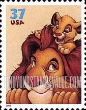 FindYourStampsValue: DISNEY CHARACTERS - Mufasa, Simba, Self-Adhesive stamp