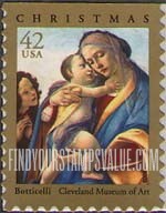 FindYourStampsValue: CHRISTMAS - Madonna and Child, by Botticelli, Self-Adhesive Booklet stamp