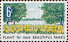 FindYourStampsValue: BEAUTIFICATION OF AMERICA - Potomac River and Daffodils