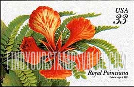 FindYourStampsValue: TROPICAL FLOWERS - Royal Poinciana, Self-Adhesive booklet stamp