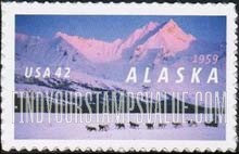 FindYourStampsValue: 50th ANNIVERSARY OF ALASKA STATEHOOD, Self-adhesive stamp