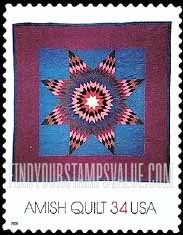 FindYourStampsValue: AMERICAN TREASURES, Amish Quilts - Lone Star, Self-Adhesive stamp