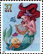 FindYourStampsValue: DISNEY CHARACTERS - Flounder, Ariel, Self-Adhesive stamp