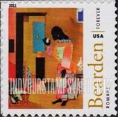 FindYourStampsValue: ART OF ROMARE BEARDEN - Falling Star, Self-Adhesive stamp