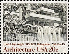 FindYourStampsValue: FRANK LLOYD WRIGHT, FALLINGWATER - American Architecture
