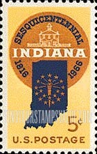 FindYourStampsValue: INDIANA STATEHOOD, 150th ANNIVERSARY