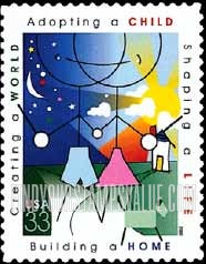 FindYourStampsValue: ADOPTION - Stick Figures, Self-Adhesive stamp