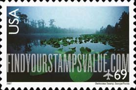 FindYourStampsValue: SCENIC AMERICAN LANDSCAPES - OKEFENOKEE SWAMP, Self-adhesive Stamp