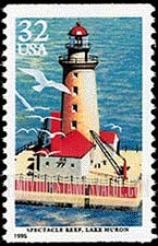 FindYourStampsValue: GREAT LAKES LIGHTHOUSES - Spectacle Reef, Lake Huron, Booklet stamp