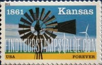 FindYourStampsValue: 150th ANNIVERSARY OF KANSAS STATEHOOD - Windmill and Wind Turbines, Self-Adhesive stamp