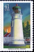 FindYourStampsValue: PACIFIC COAST LIGHTHOUSES - Umpqua River, Oregon, Self-adhesive stamp