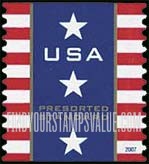 FindYourStampsValue: PATRIOTIC BANNER, Self-Adhesive Coil Stamp