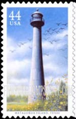 FindYourStampsValue: GULF COAST LIGHTHOUSES - Matagorda Island Lighthouse, Texas, Self-Adhesive stamp
