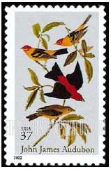 FindYourStampsValue: AMERICAN TREASURES SERIES - Scarlet and Louisiana Tanagers, Self-Adhesive stamp