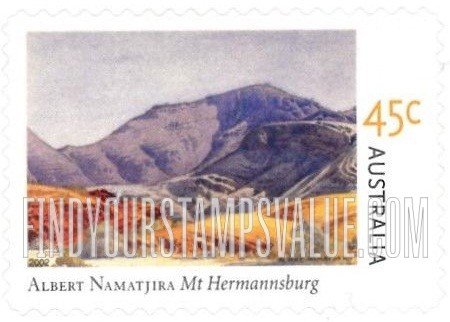FindYourStampsValue: Paintings by Albert Namatjira (1902-59): Mt. Hermannsburg