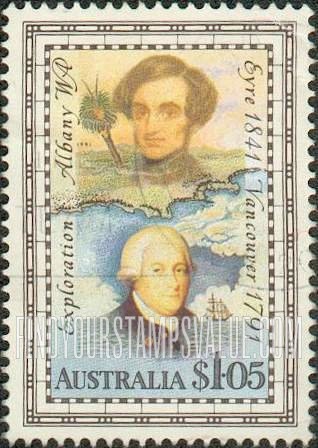 FindYourStampsValue: George Vancouver (1757-1798) and Edward John Eyre (1815-1901), Explorers