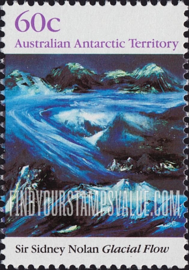 FindYourStampsValue: AUSTRALIAN ANTARCTIC TERRITORY - Paintings by Sir Sidney Nolan (b.1917): Glacial Flow