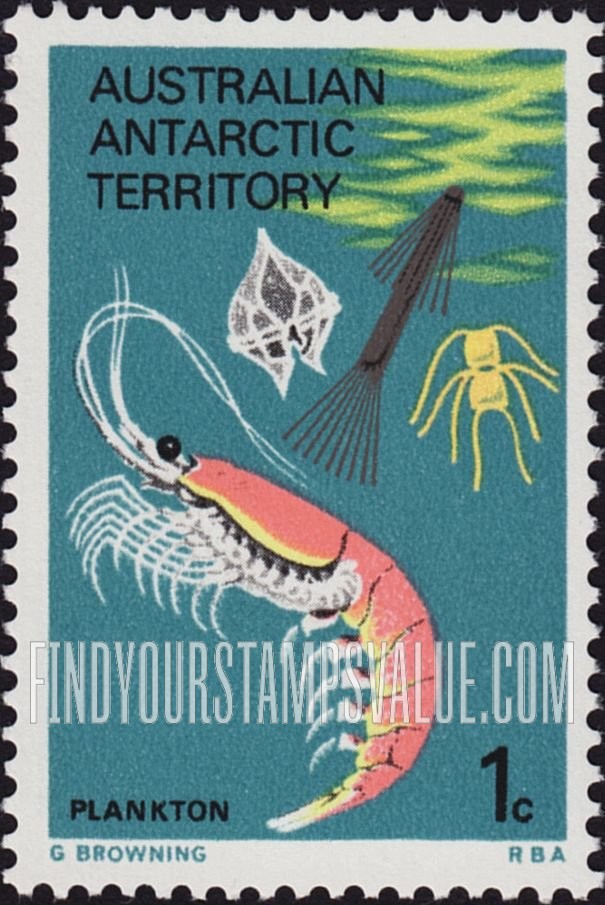 FindYourStampsValue: AUSTRALIAN ANTARCTIC TERRITORY: Plankton and Krill Shrimp