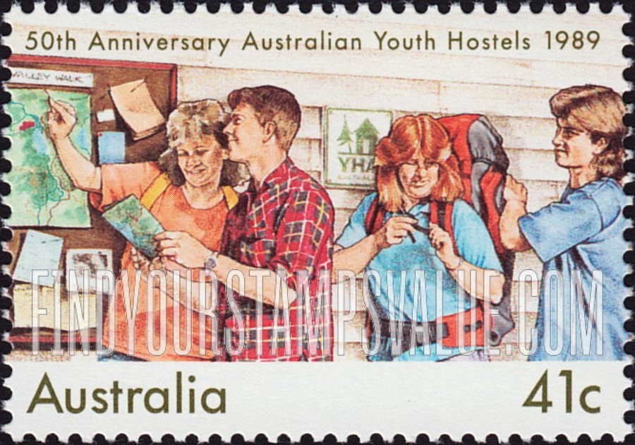 FindYourStampsValue: Australian Youth Hostels, 50th Anniversary