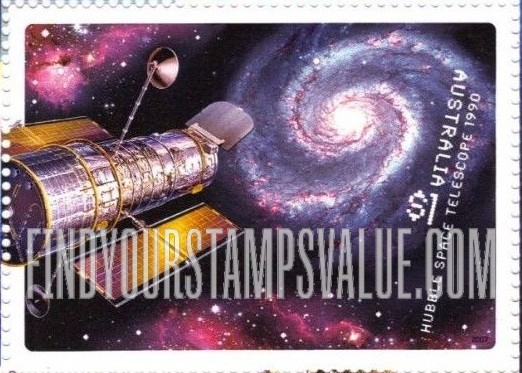 FindYourStampsValue: Space Age, 50th Anniversary: Hubble Space Telescope, 1990, horizontal