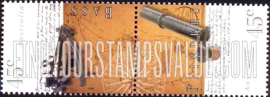 FindYourStampsValue: Sextant, map of Bass Strait and Telescope, map of Van Diemen’s Land (Tasmania)