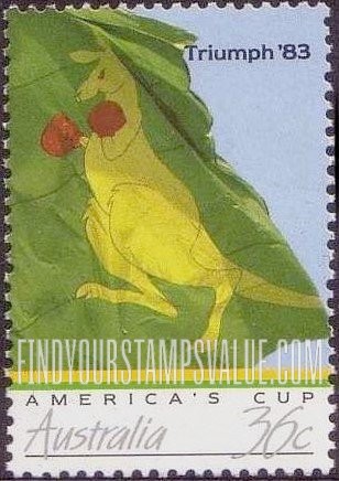 FindYourStampsValue: America’s Cup Triumph ’83: Boxing kangaroo