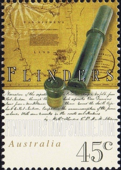 FindYourStampsValue: Telescope, map of Van Diemen’s Land (Tasmania)