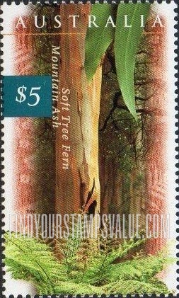 FindYourStampsValue: Flora and Fauna: Mountain ash, fern, vertical