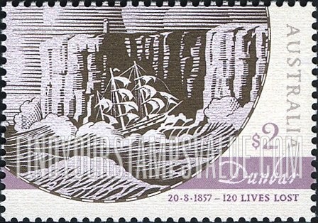 FindYourStampsValue: Shipwrecks: Dunbar, 1857