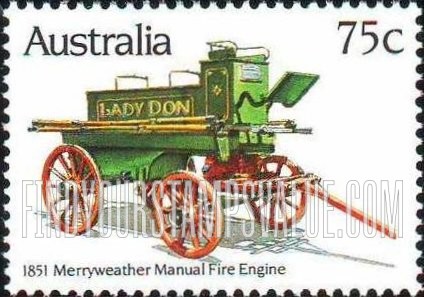 FindYourStampsValue: Historic Fire Engines: Merryweather Manual, 1851