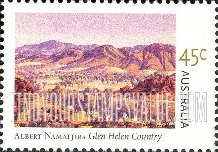 FindYourStampsValue: Paintings by Albert Namatjira (1902-59): Glen Helen Country