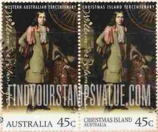 FindYourStampsValue: Exploration of Australian Coast & Christmas Island by Willem de Vlamingh, 300th Anniversary
