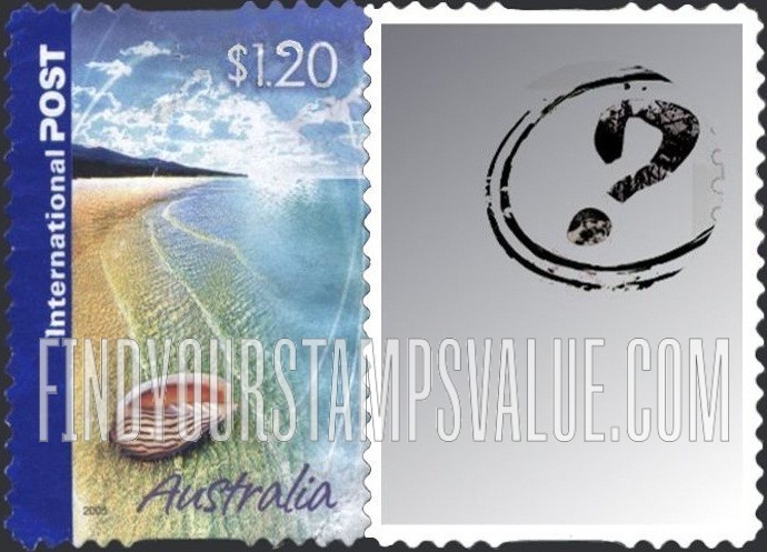 FindYourStampsValue: Greetings Types of 2005 With Personalized Photo at Right Like Type: Shell on Beach