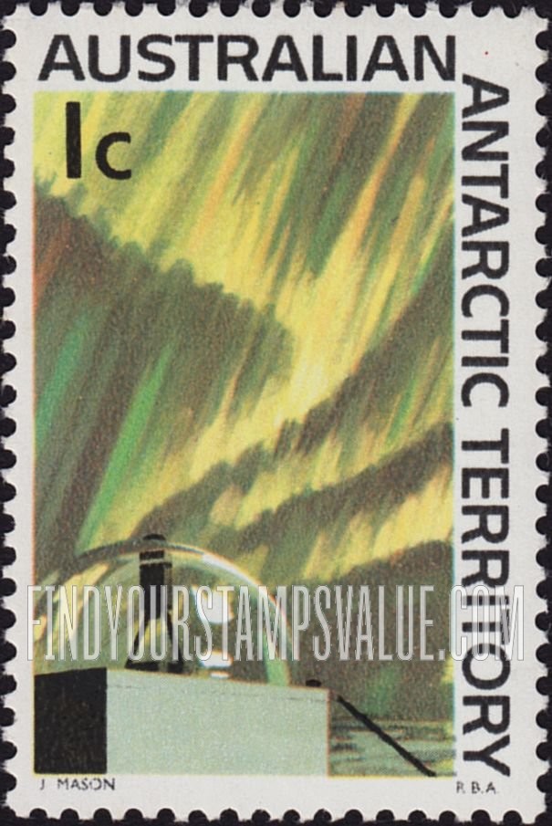 FindYourStampsValue: AUSTRALIAN ANTARCTIC TERRITORY: Aurora australis and camera dome