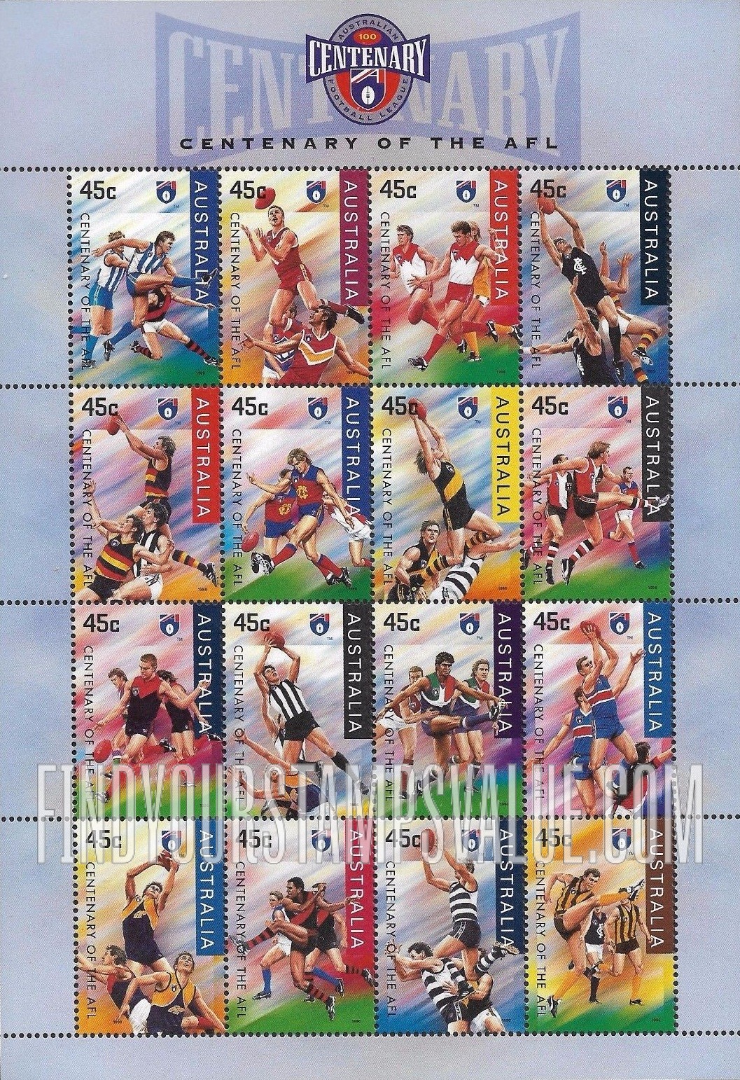 FindYourStampsValue: Australian Football League, centennial
