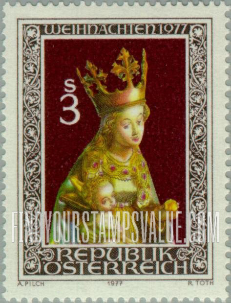 FindYourStampsValue: Christmas: Virgin and Child, wood statue, Mariastein, Tyrol