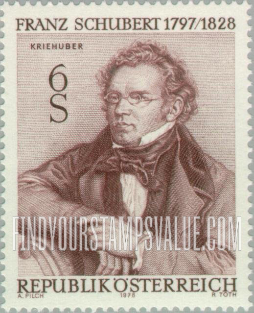 FindYourStampsValue: Franz Schubert, by Josef Kriehuber