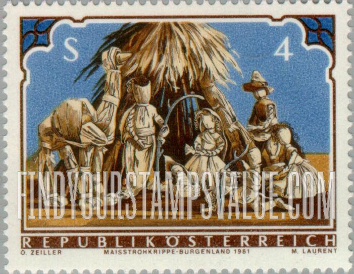 FindYourStampsValue: Nativity, Corn Straw Figures