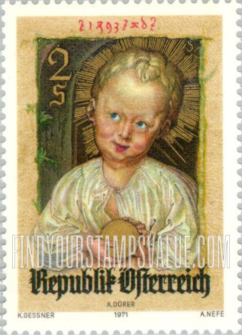 FindYourStampsValue: Infant Jesus as Savior, by Dürer