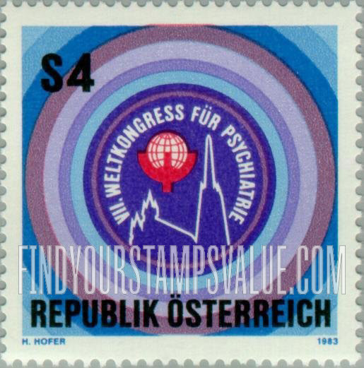 FindYourStampsValue: 7th World Congress of Psychiatry, Vienna: Emblem, St. Stephen’s Cathedral