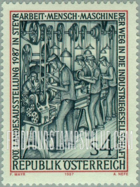 FindYourStampsValue: Work-Men-Machines, Provincial Exhibition, Upper Austria: Factory, 1920