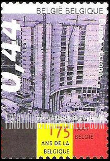 FindYourStampsValue: Belgian Independence, 175th Anniversary, History of Belgium: Berlaymont Building (Europe)