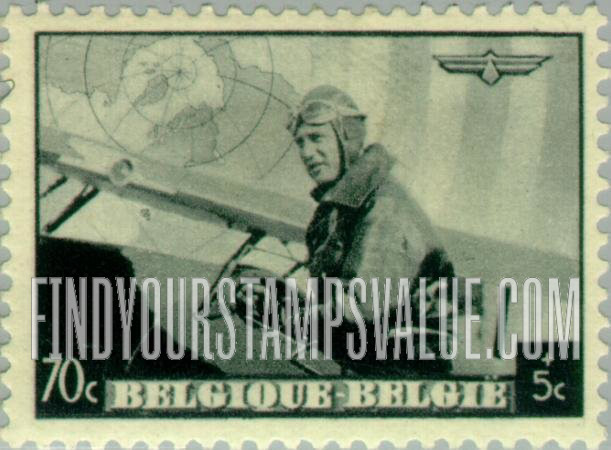 FindYourStampsValue: Semi-Postal: King Leopold III in Military Plane